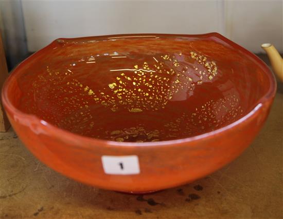 Daum & Nancy orange glass bowl